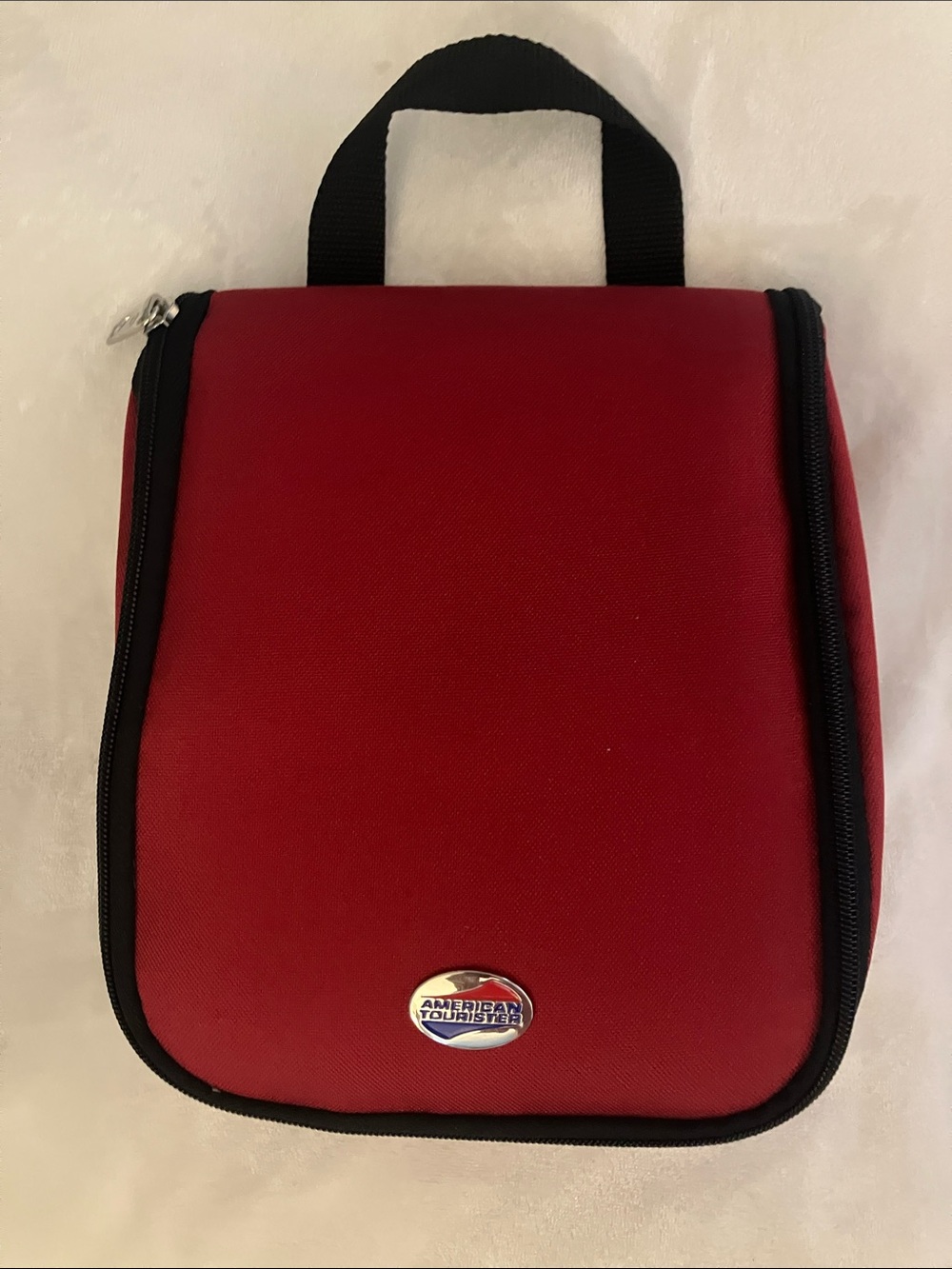 American Tourister Red and Black Men's Toiletry Bag with Carry Handle